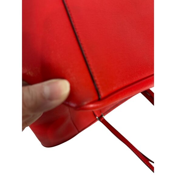 Coach Red Shoulder Tote Bag Top Zip Big Saffiano Leather + Red Wallet Set 23821 - Picture 11 of 15